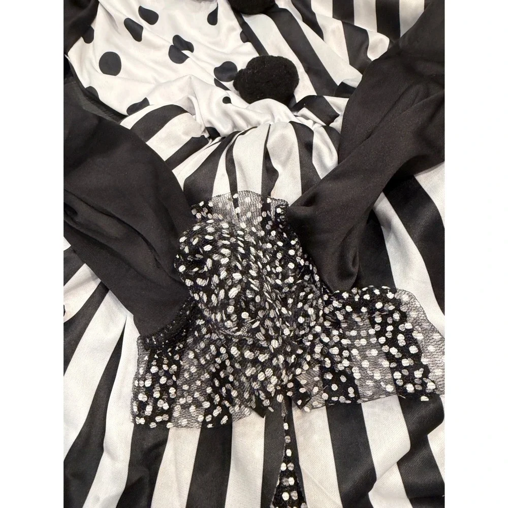 Spirit Halloween Twisted Trickster Clown Costume kids  12-14 years Black White